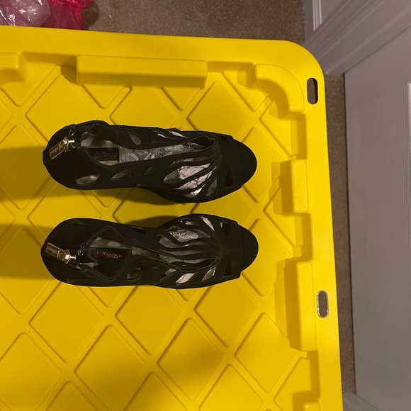 Black open toe platform wedges - Picture 2 of 6